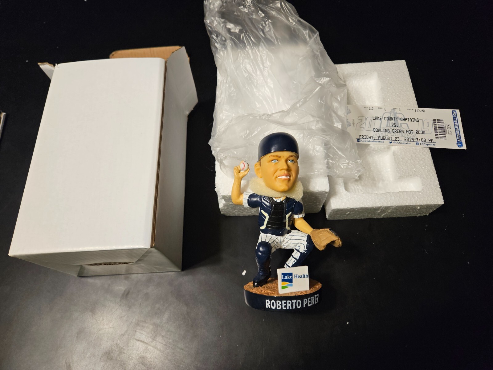 2019 Lake County Captains Roberto Perez SGA Bobblehead with 8/23/19 Game Ticket
