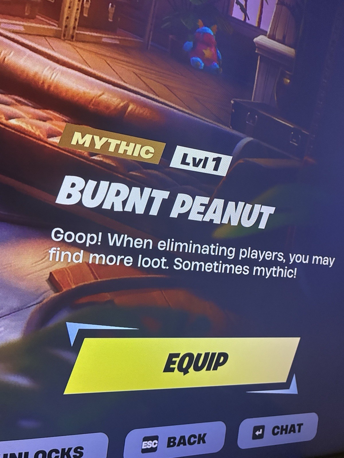 Fortnite Mythic Lv1 Burnt Peanut In-Game Cosmetic Digital Game Item/Asset