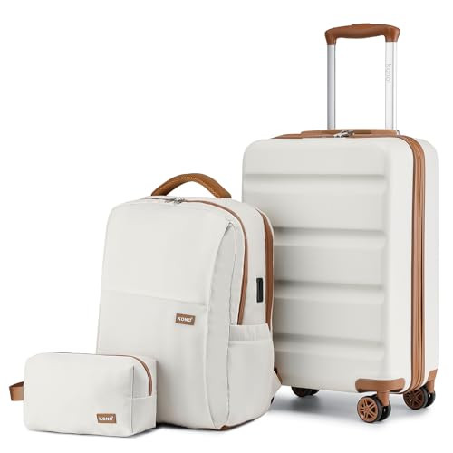 Suitcase Set 3 Piece Luggage Set Carry Carry-On Travel Set (BP/TB/20") White
