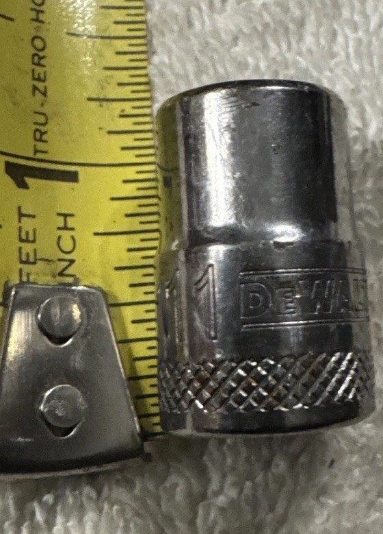 11 mm, DeWalt 11 mm x 3/8" Dr Chrome Socket 86-306D 6Pt  vtg tool  shallow