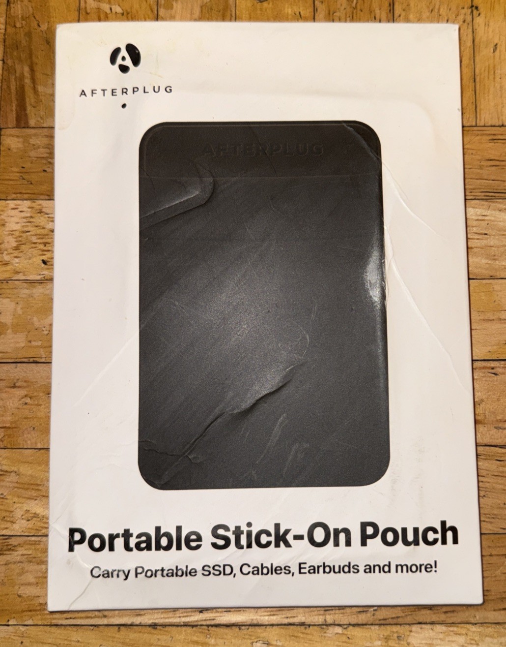 Afterplug Portable Stick-On Pouch Wallet Two-Pocket 5.1" x 3.4" Grey