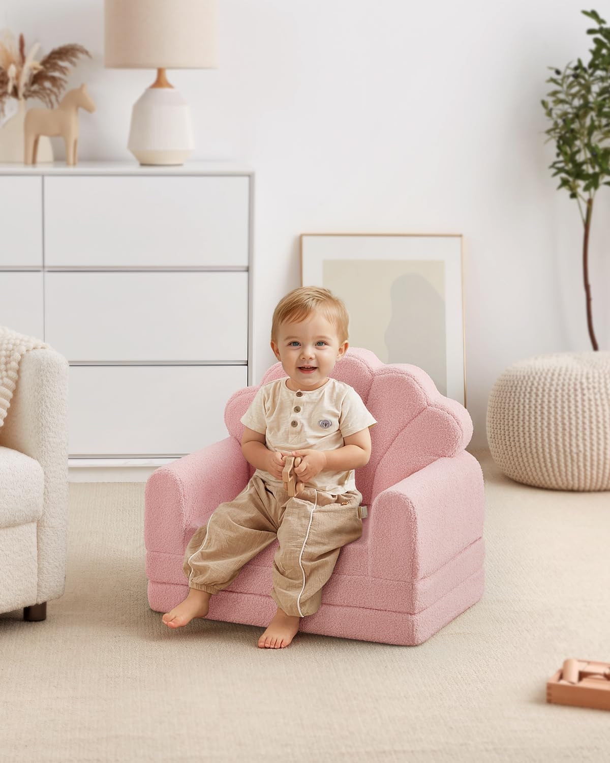 Kids Couch, 2-In-1 Soft Toddler Couch Fold Out, Toddler Chair Comfy, Convertible
