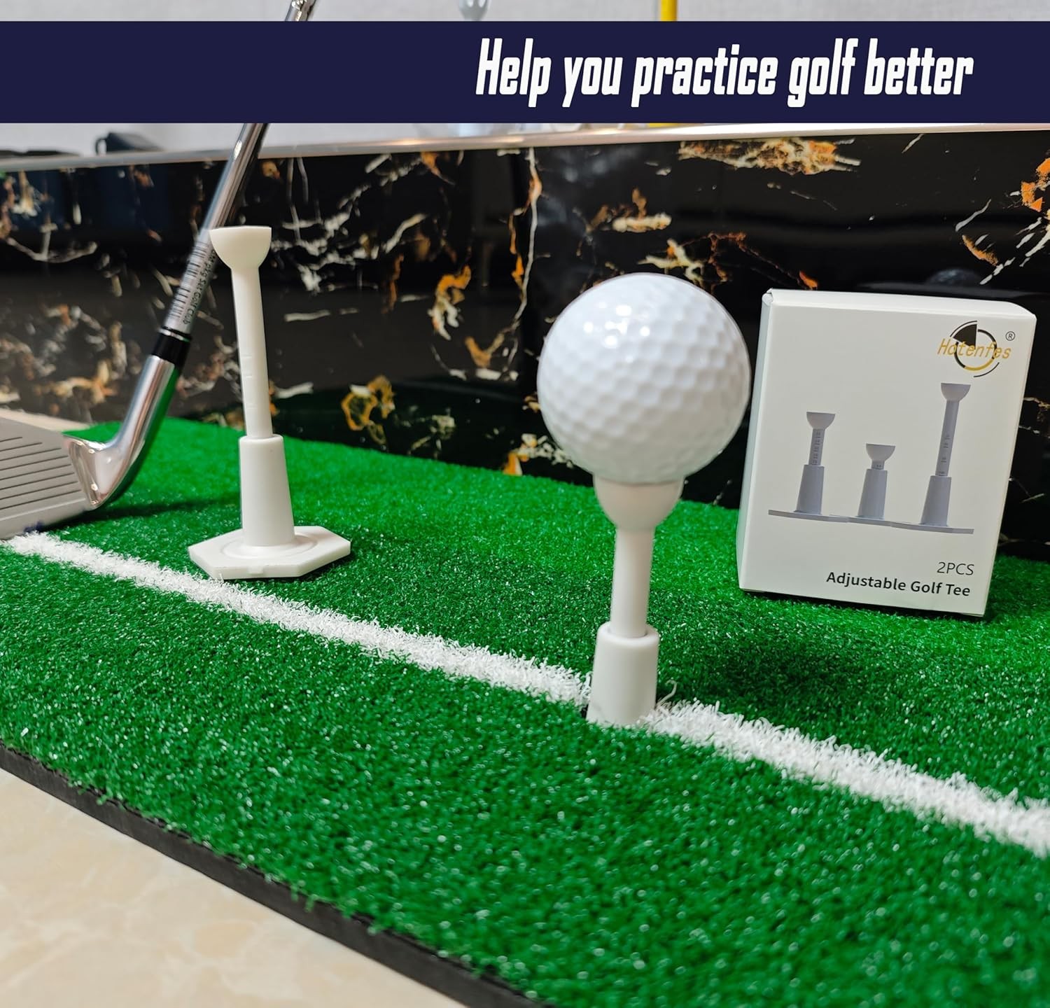 Adjustable Unbreakable Golf Tee，Rubber Tees for Mats，Driving Range Blue