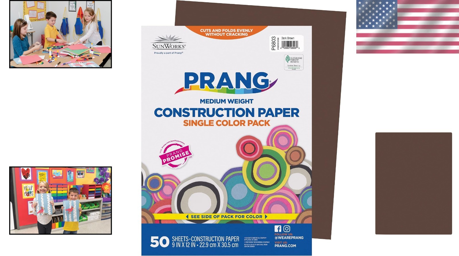 Smooth Dark Brown Construction Paper, 50 Sheets - Ideal for Drawing & Doodling