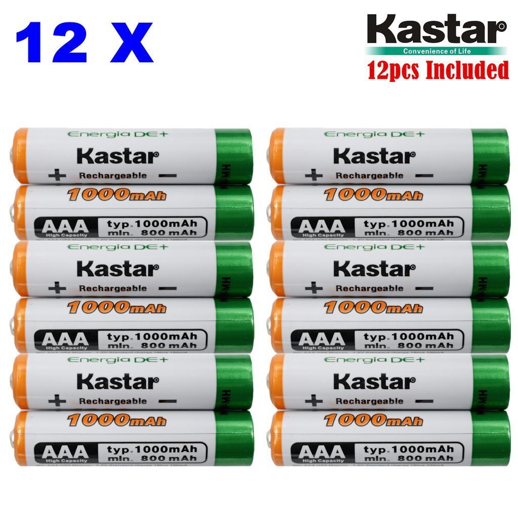 Kastar AAA 12-Pack Ni-MH 1000mAh Super High-Capacity Rechargeable Batteries