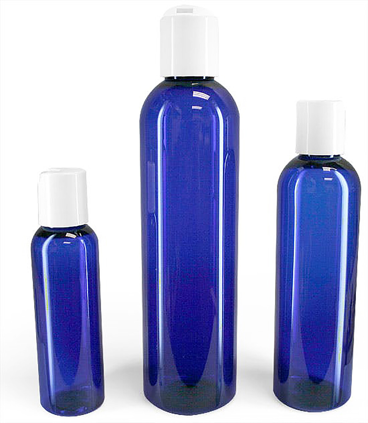 12 pack 4 Oz Empty Plastic Blue PET Bottles with white Dispensing cap