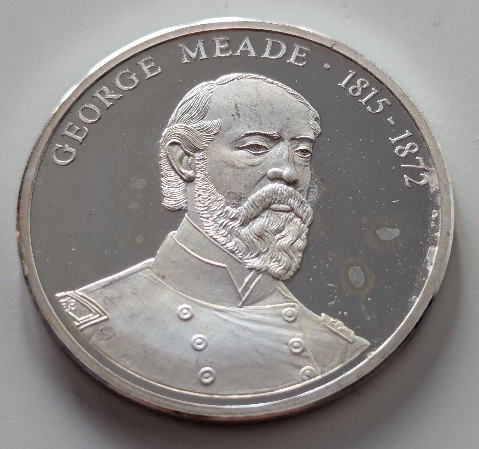 George G Meade Civil War Leaders .999 Pure Silver Proof Medal Round 20g 40mm