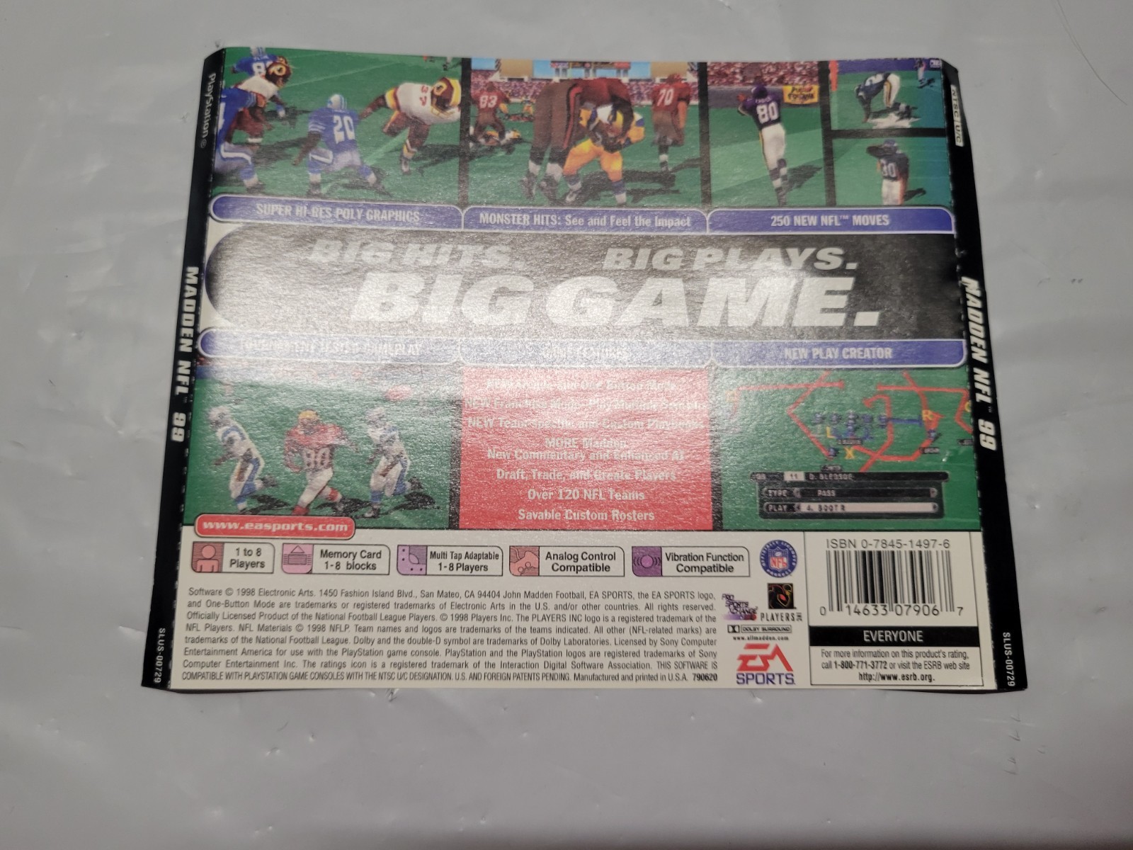 Madden NFL 98 (Sony PlayStation 1, 1997) Case Art Only