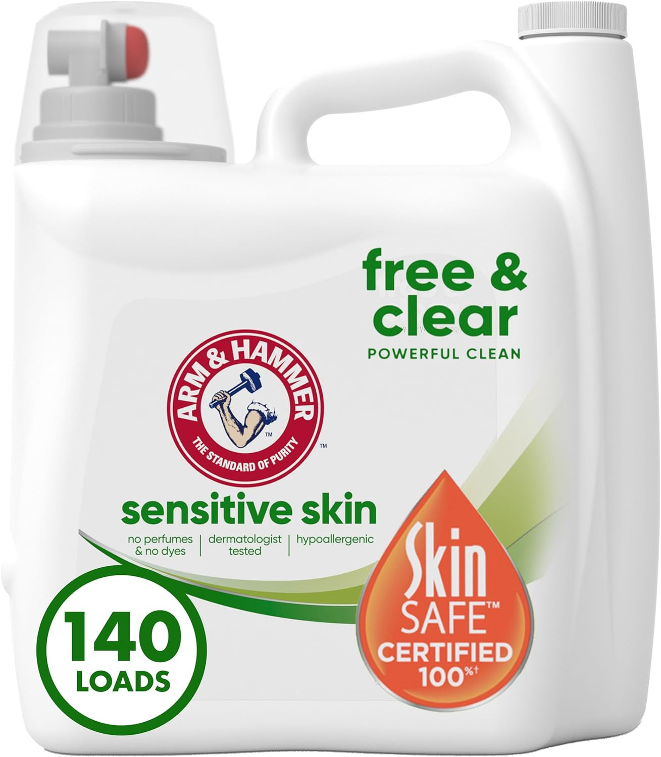 Arm & Hammer Sensitive Skin Free & Clear, 140 Loads Liquid Laundry Detergent, 14