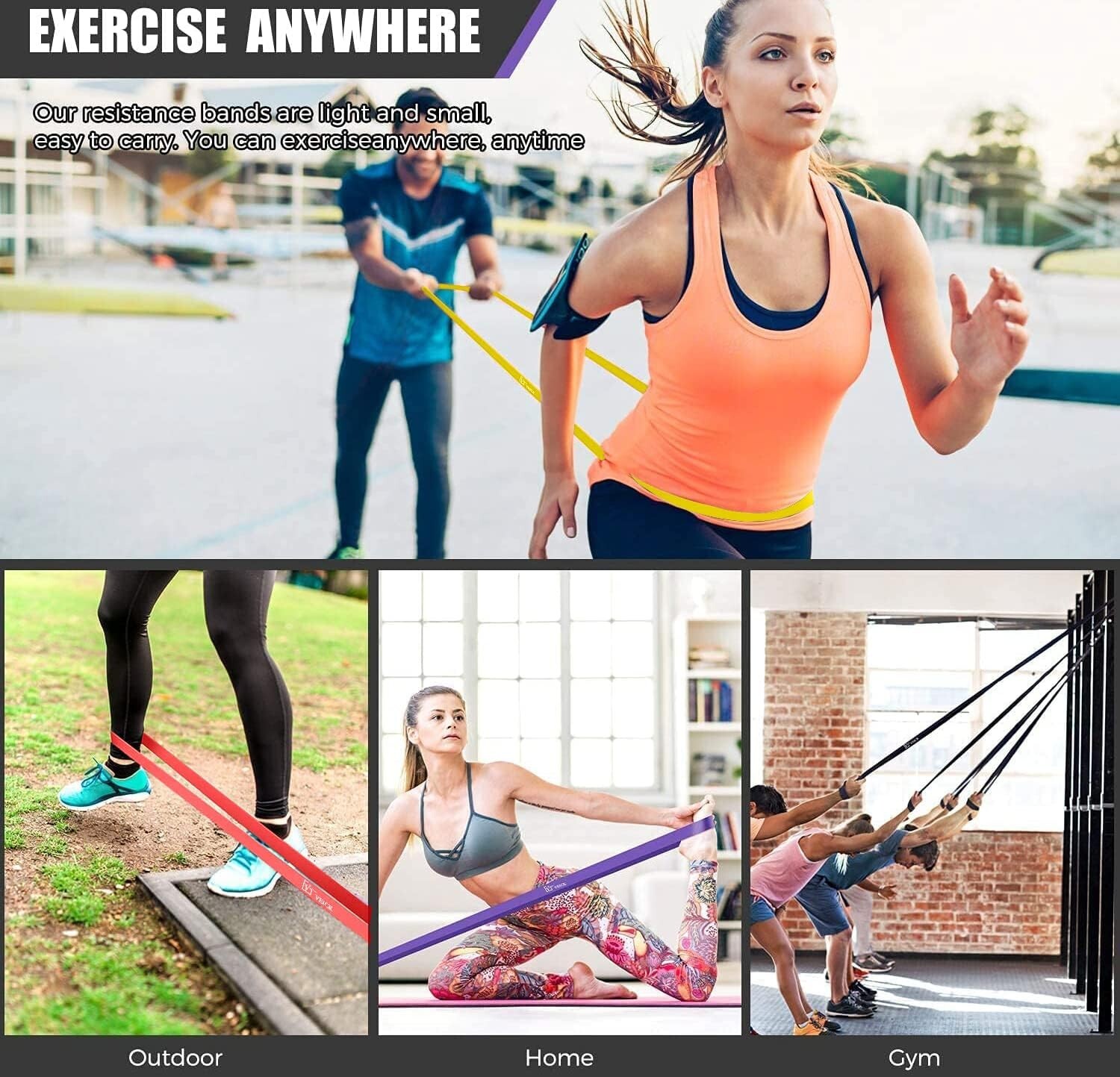 "VEICK Resistance Bands Set 4 Levels Durable Exercise Stretching and Training "