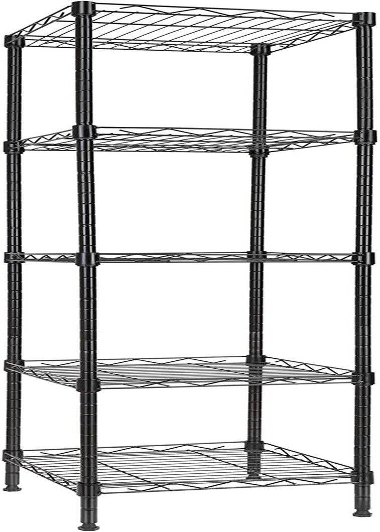 5 Tier Standing Shelving Metal Units Adjustable Height Wire Shelf Display NEW