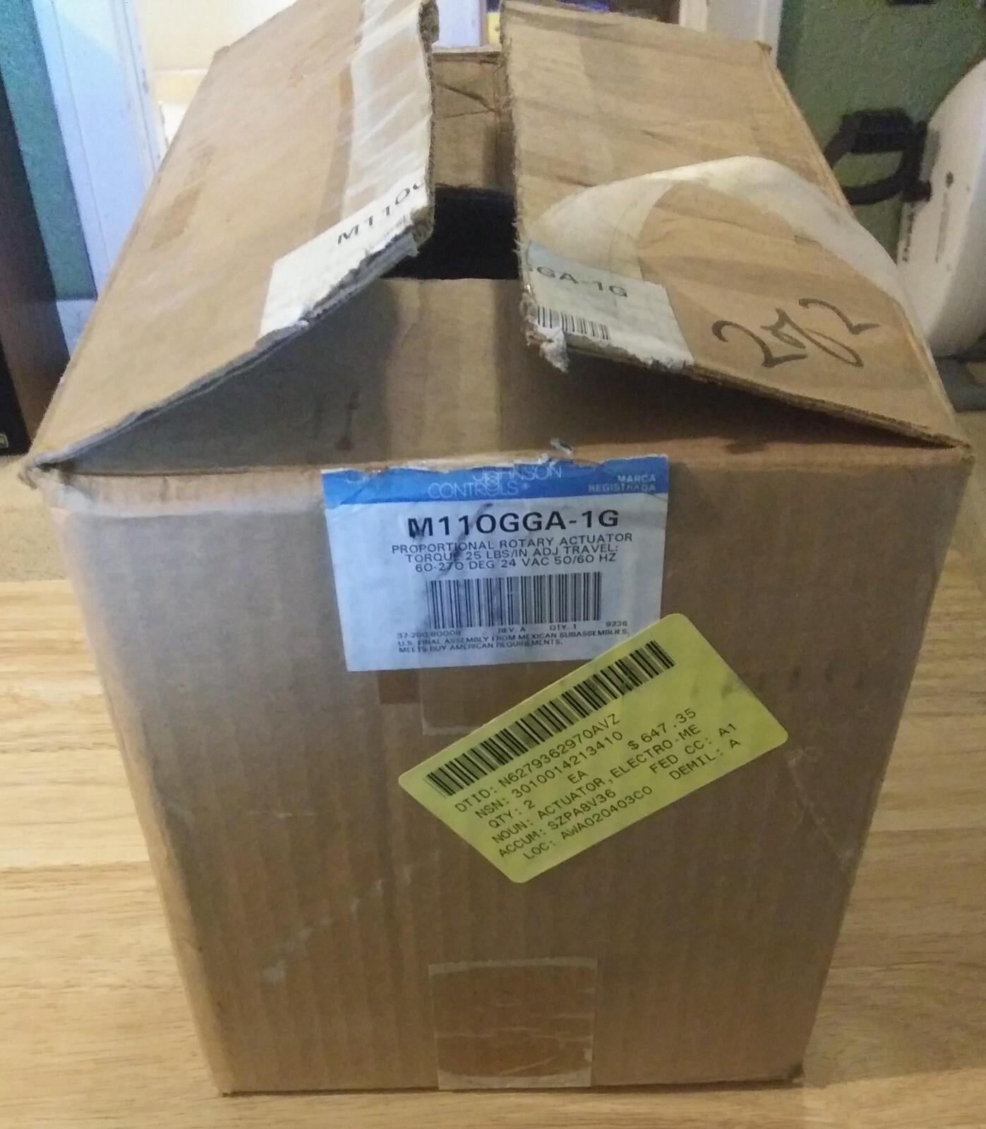 JOHNSON CONTROLS ELECTRIC MOTOR ACTUATOR M110GGA-3