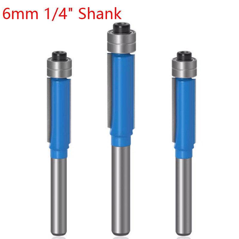6mm 1/4" Shank Flush Trim Bit Wood Milling Cutter With Two Bearings Router Bits
