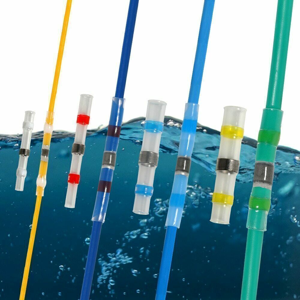 50-1000 Solder Seal Sleeve Heat Shrink Butt Wire Connectors Terminals 22-10AWG