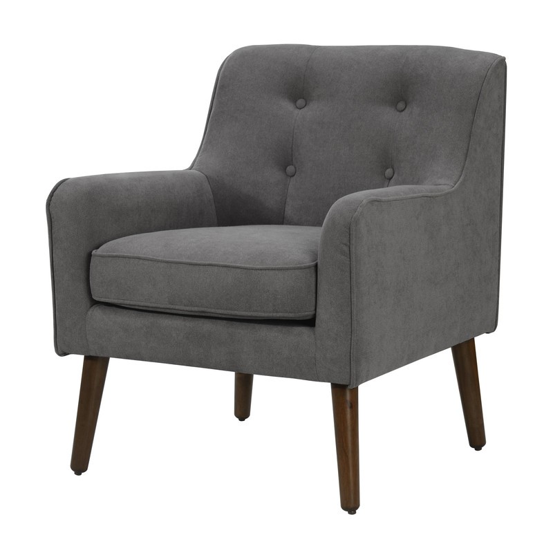 25"W Mid Century Modern Gray Woven Fabric Tufted Armchair