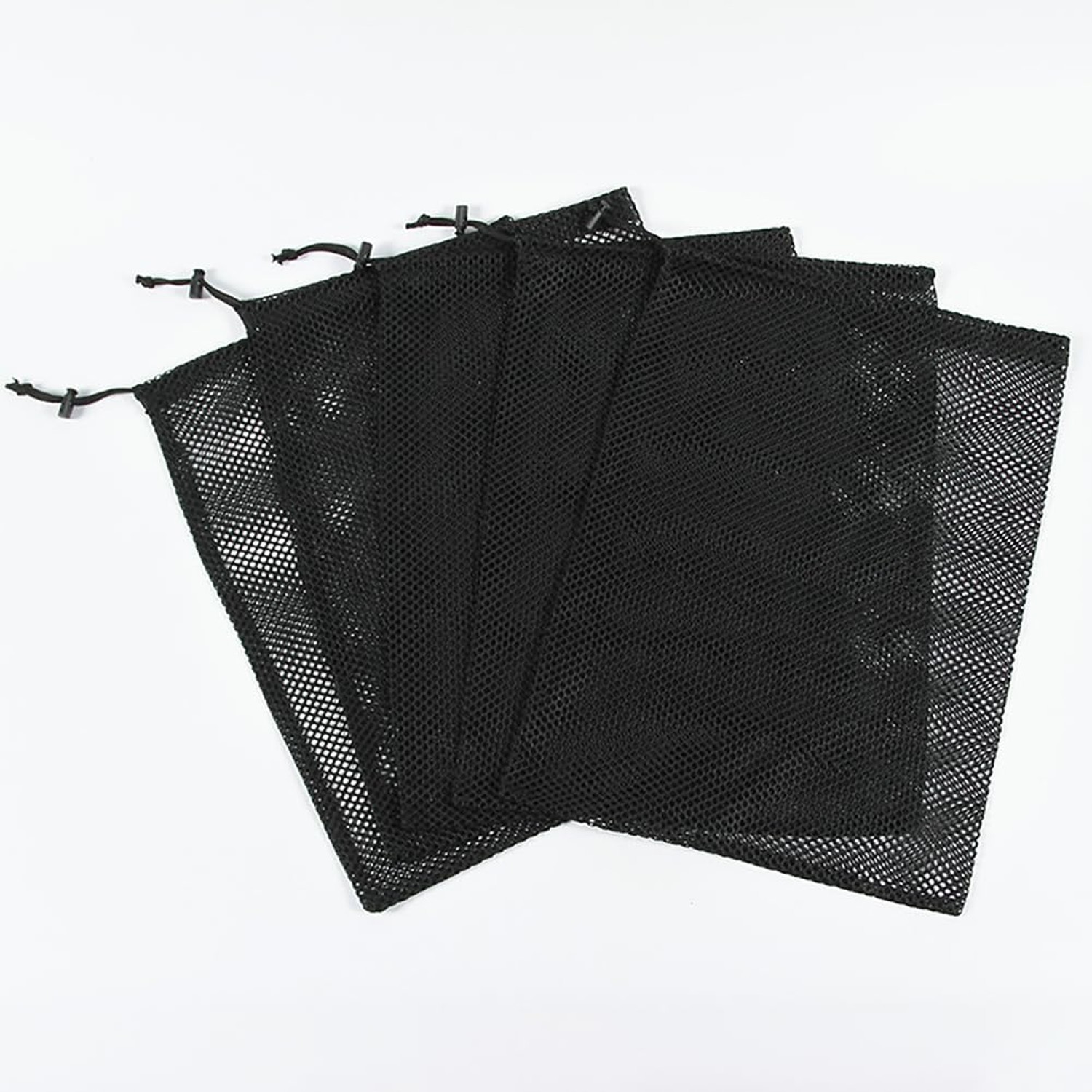 5 Pcs Black Mesh Bags Nylon Drawstring Bags Small Travel Stuff Sacks Mesh Sto...