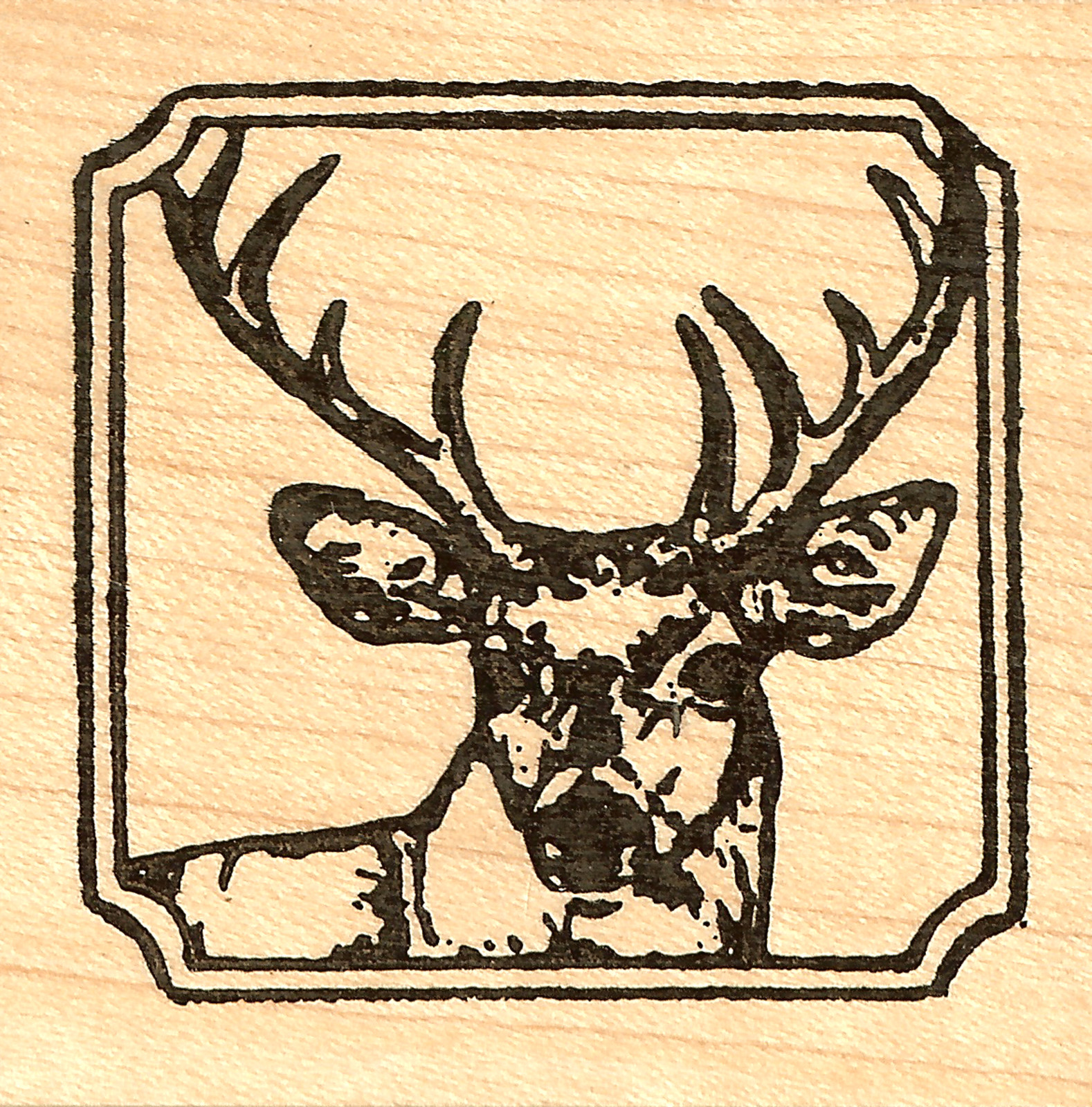 Deer Buck in Notched Square Wood Mounted Rubber Stamp NORTHWOODS - CC8533 New