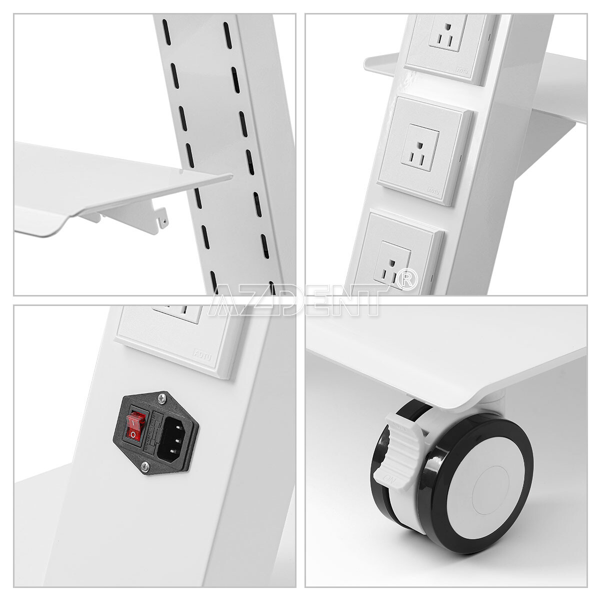 US Medical Dental Trolley Built-in Socket Cart Mobile Instrument Hospital Home