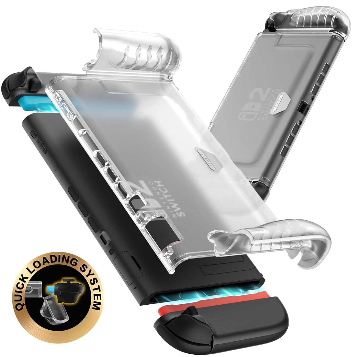 i-Blason for Nintendo Switch 2 Case, Slim Clear w/ Dockable Comfortable TPU Grip