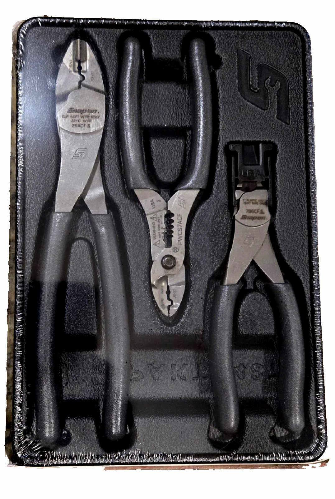 NEW* SNAP ON TOOLS PLWIREKIT DT 3pc *TITANIUM* Soft Grip Wire Service Pliers Set