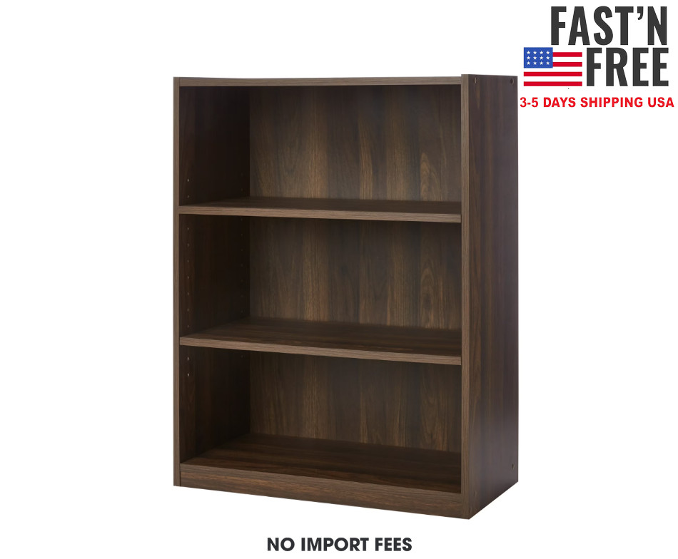 Mainstays 3-Shelf Bookcase with Adjustable Shelves, Canyon Walnut