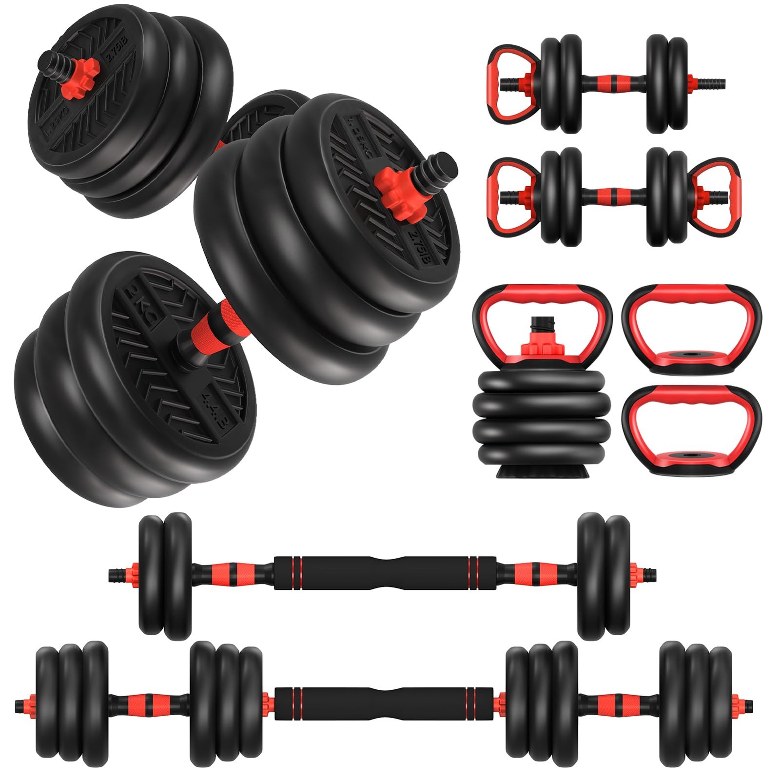 Adjustable Dumbbells,20/30/40/60/80lbs Free Weight Set with Connector, 4 in1 Dum