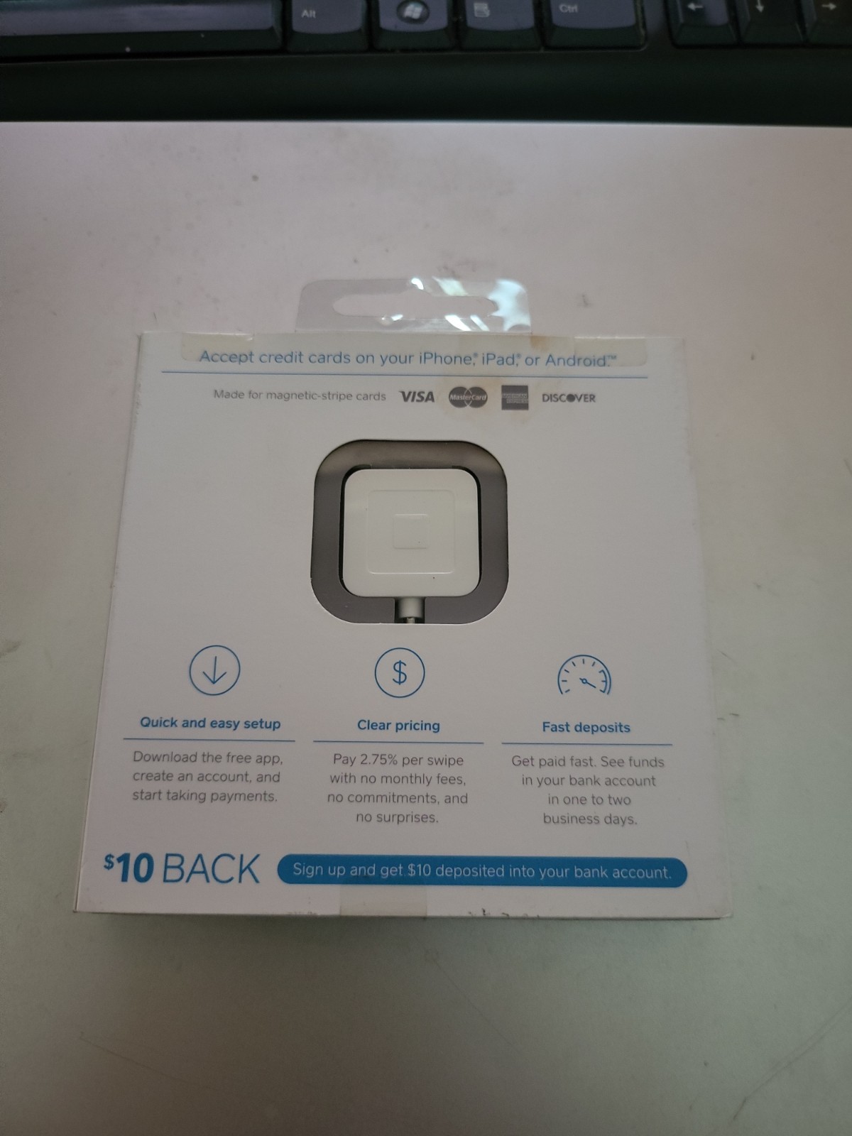 Square Credit Debit Card Reader - White for Apple iPhone and Android