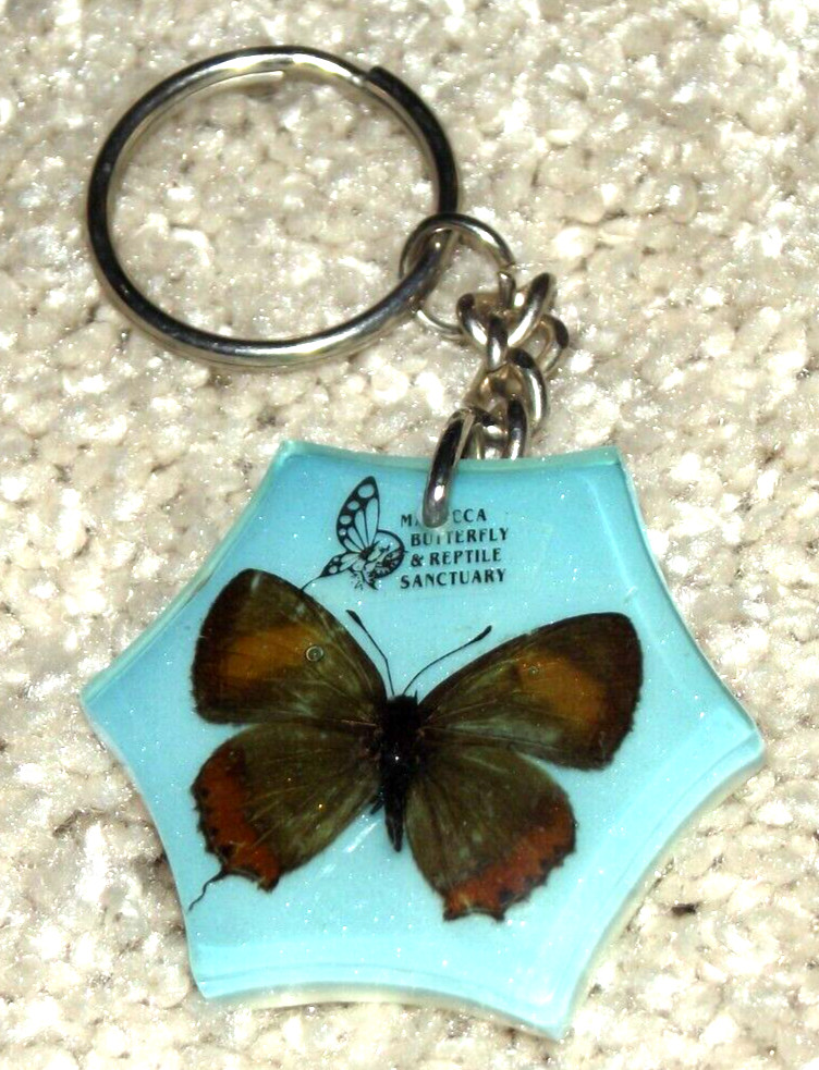 PreOwned Blue Malacca Malaysian Butterfly & Reptile Sanctuary Malaysia Keyring