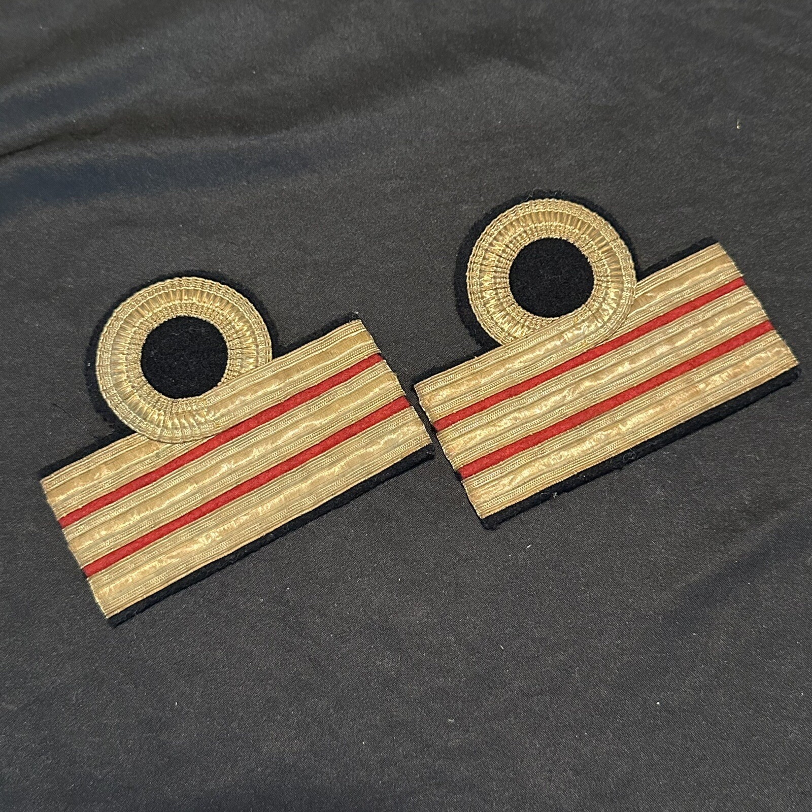 WWII Italian Officer Captain Sleeve Rank Patches Pair Original Mint