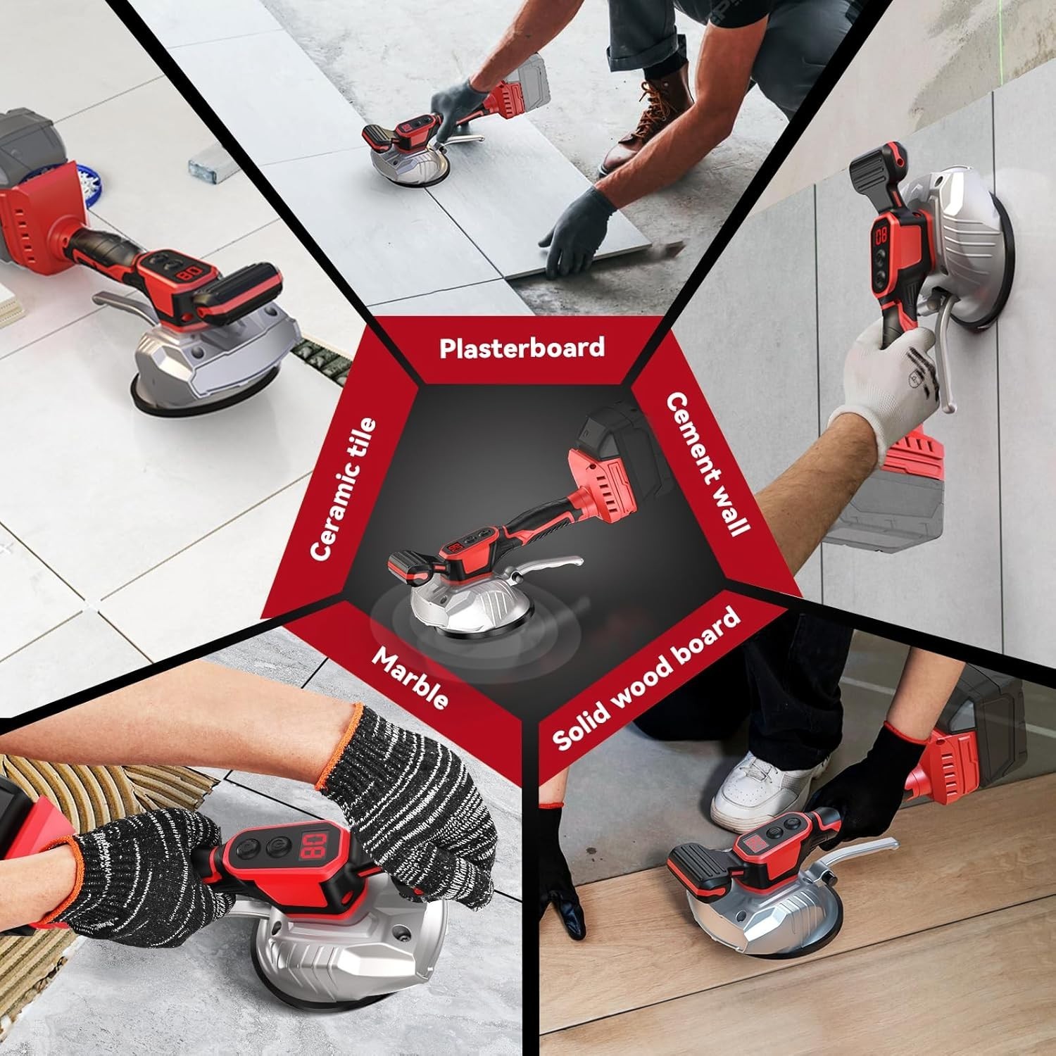 Cordless Tile Vibration Leveling Machine Compatible with Milwaukee 18V Battery