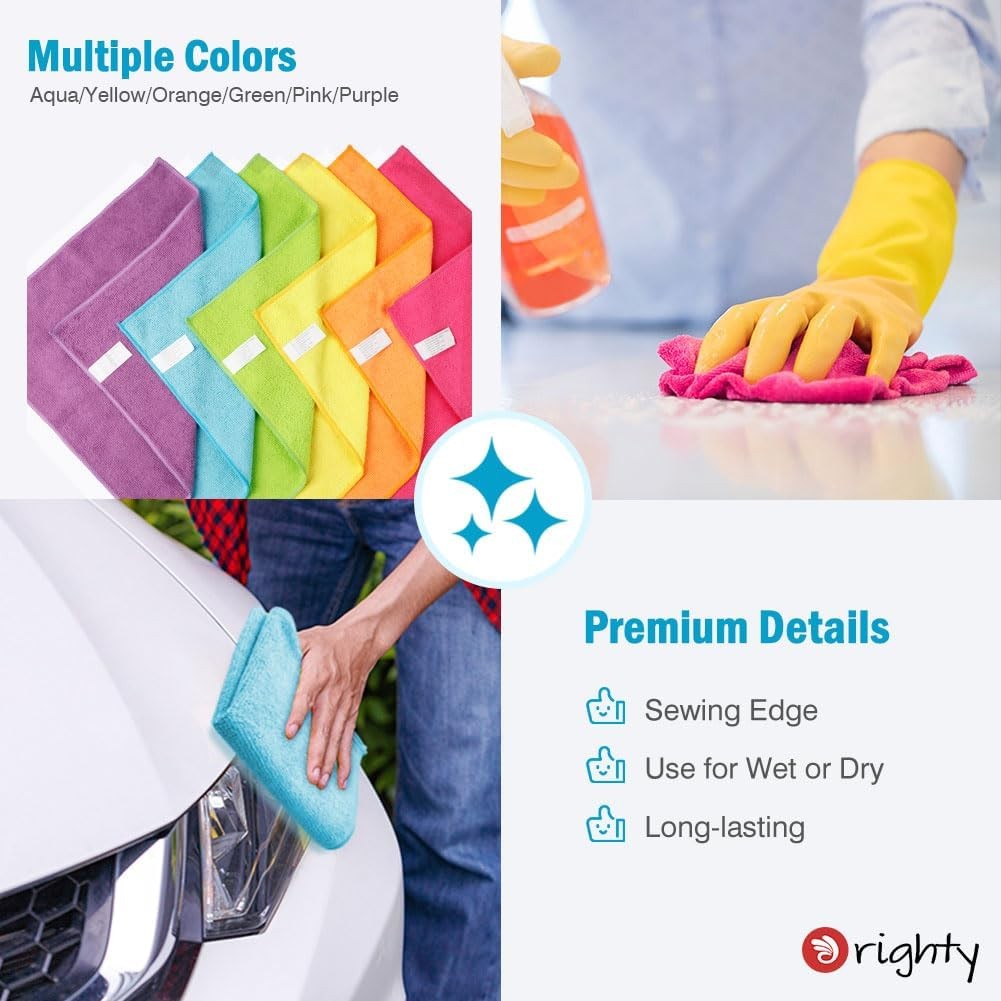 Multicolor Microfiber Cleaning Cloths 24pk