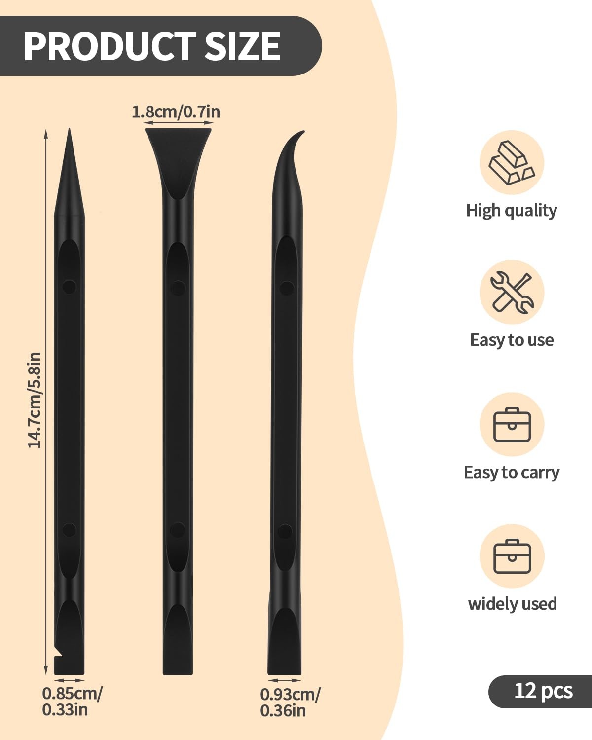 12 PCS Carbon Fiber Plastic Scrapers Tool, Non-Scratch Scraper Tool for Black