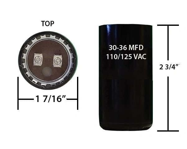 30-36 MFD 110/125 VAC motor start capacitor