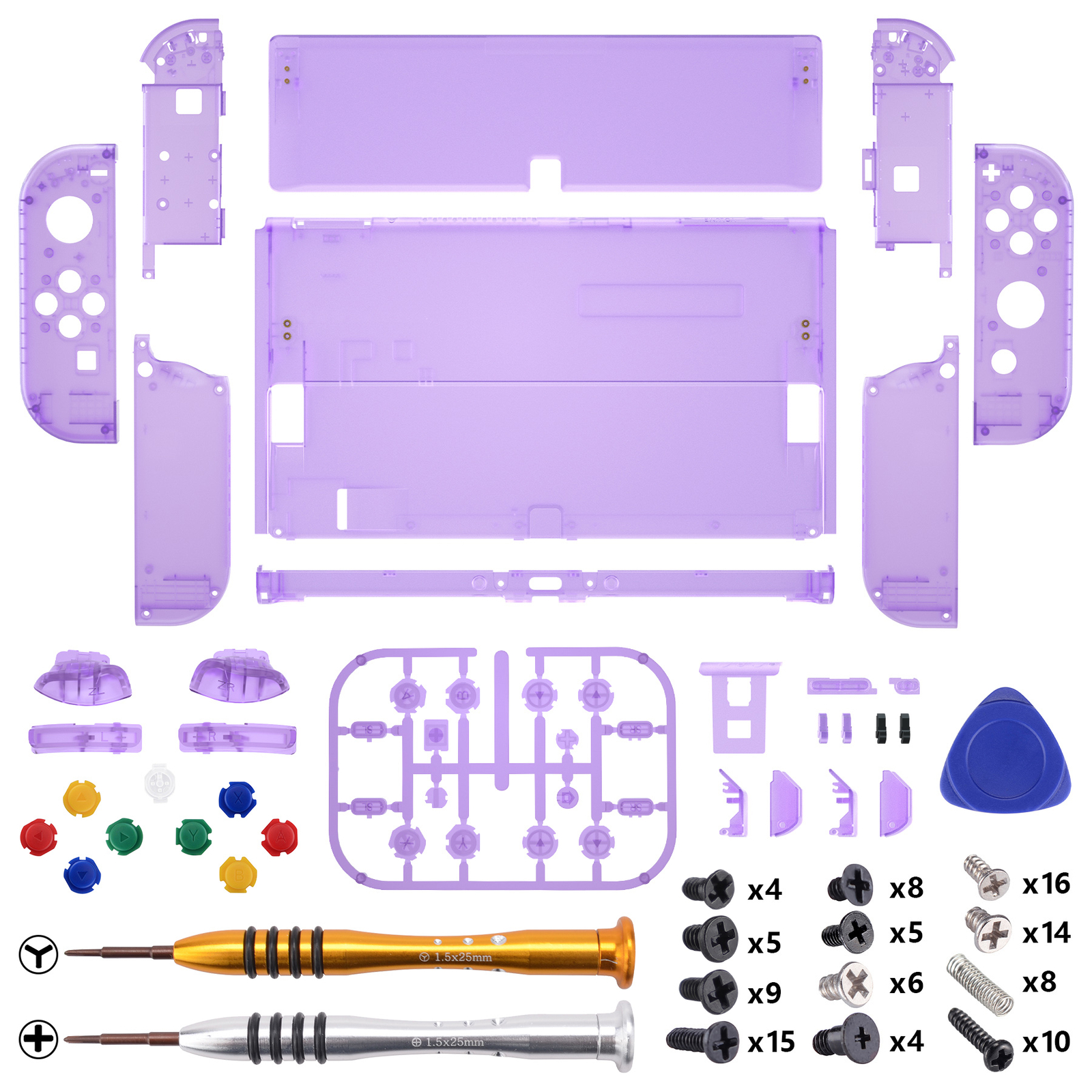 For Nintendo Switch OLED Clear Replacement Full Housing Shell Button Joy-con Key