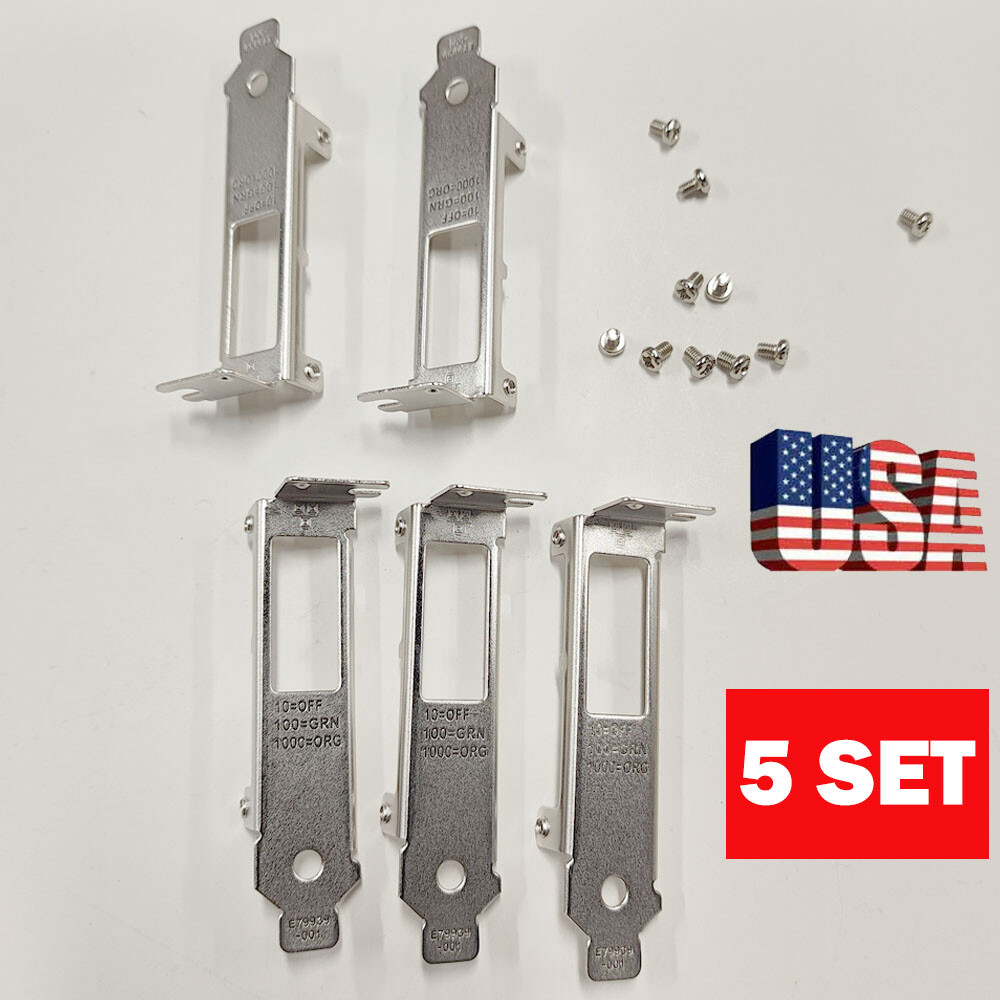 5 Pack Intel Low Profile Bracket For I340-T2, I350-T2 Dual Port NIC 49Y4230 HOT