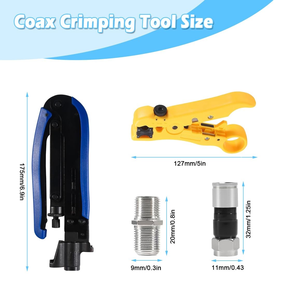 Coax Cable Crimper Tool Kit Coaxial Compression Tool (Type 3)