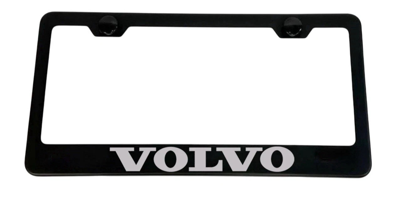 Volvo XC90 XC60 XC40 Stainless Steel Matte Black License Plate Frame W/ Caps