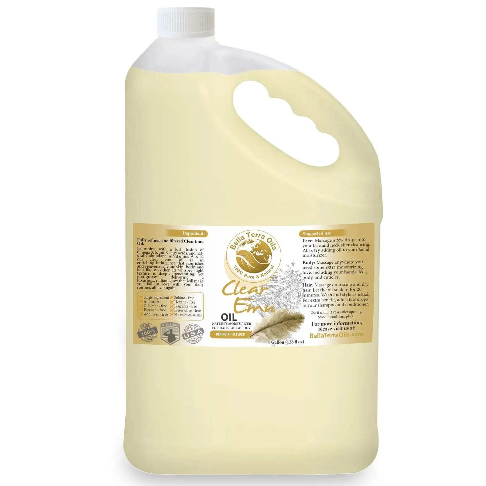 Pure Clear Emu Oil for Skin Hair Nails Deep Moisturizer Anti-Aging Natural