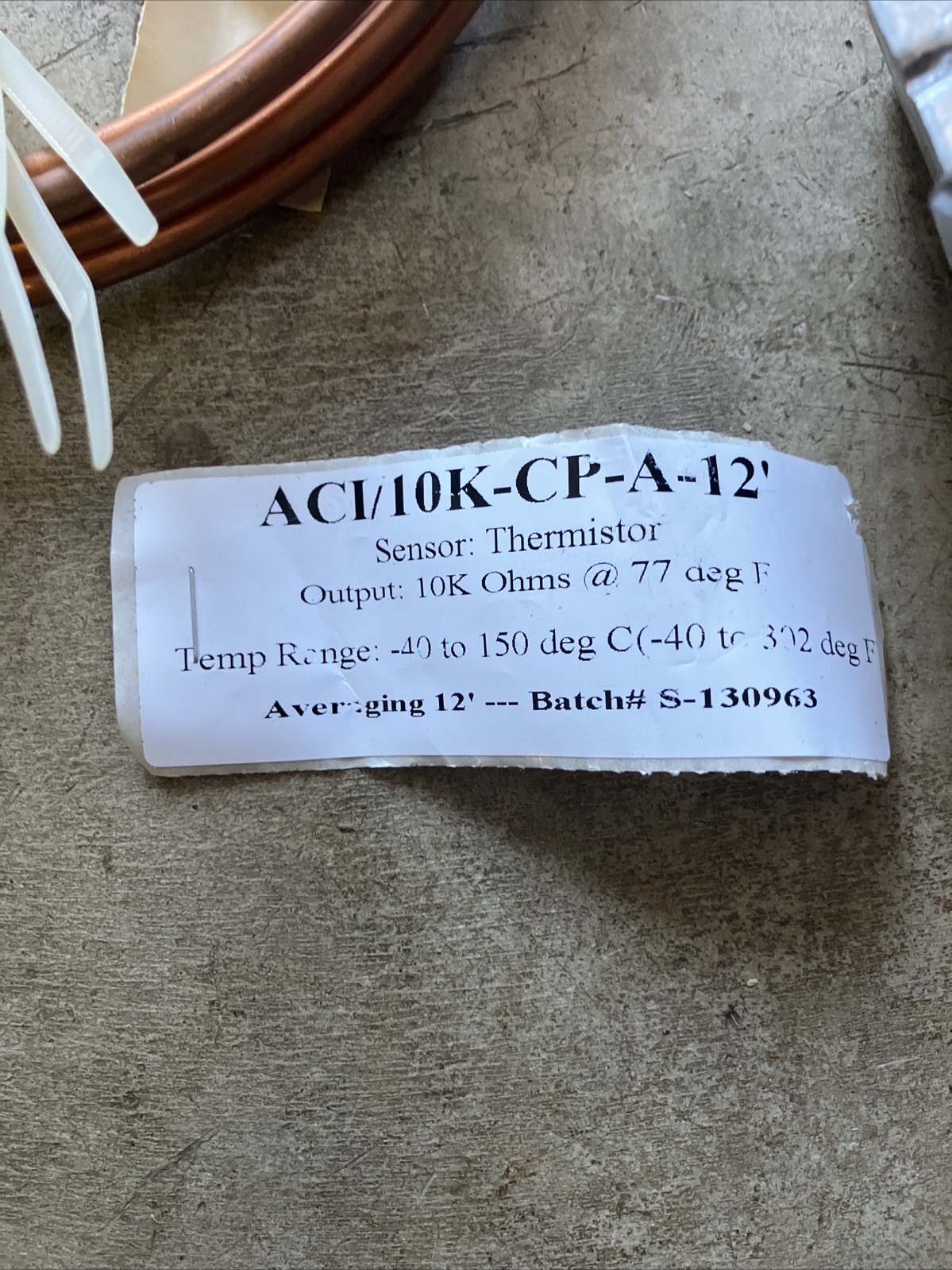 ACI Thermistor Temperature Sensor, ACI/10K-CP-A-12’ NEW