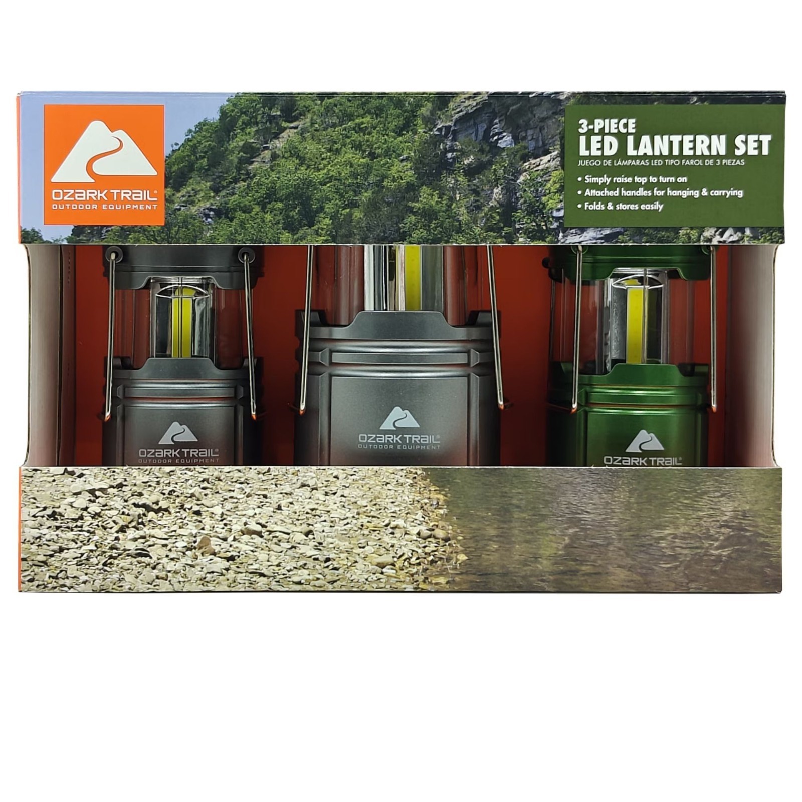 Ozark Trail LED Camping Lanterns 3-Pack Extendable 360 Degrees Coverage Lanterns