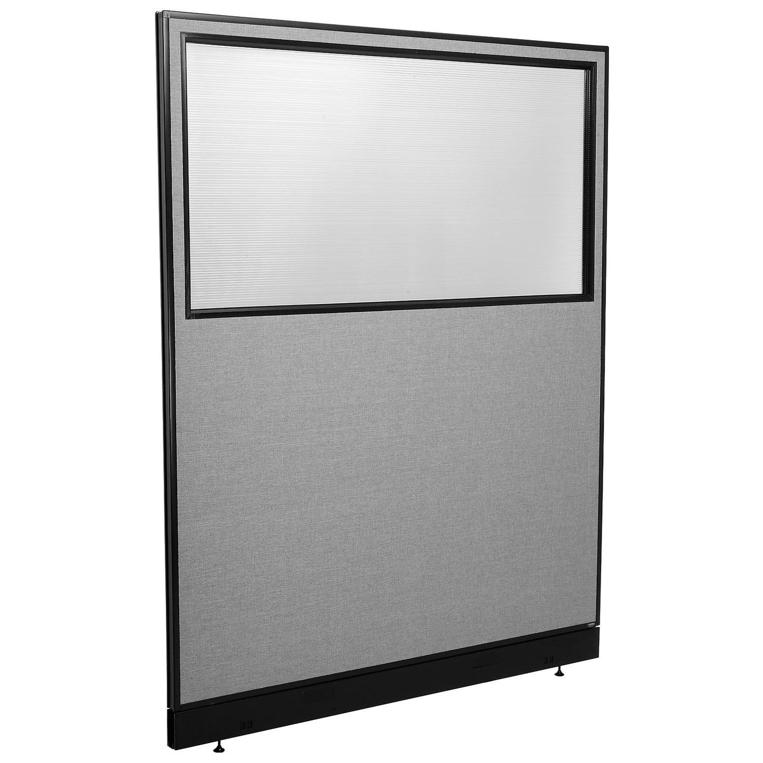 60-1/4"W x 76"H Office Partition Panel with Partial Window Raceway Gray