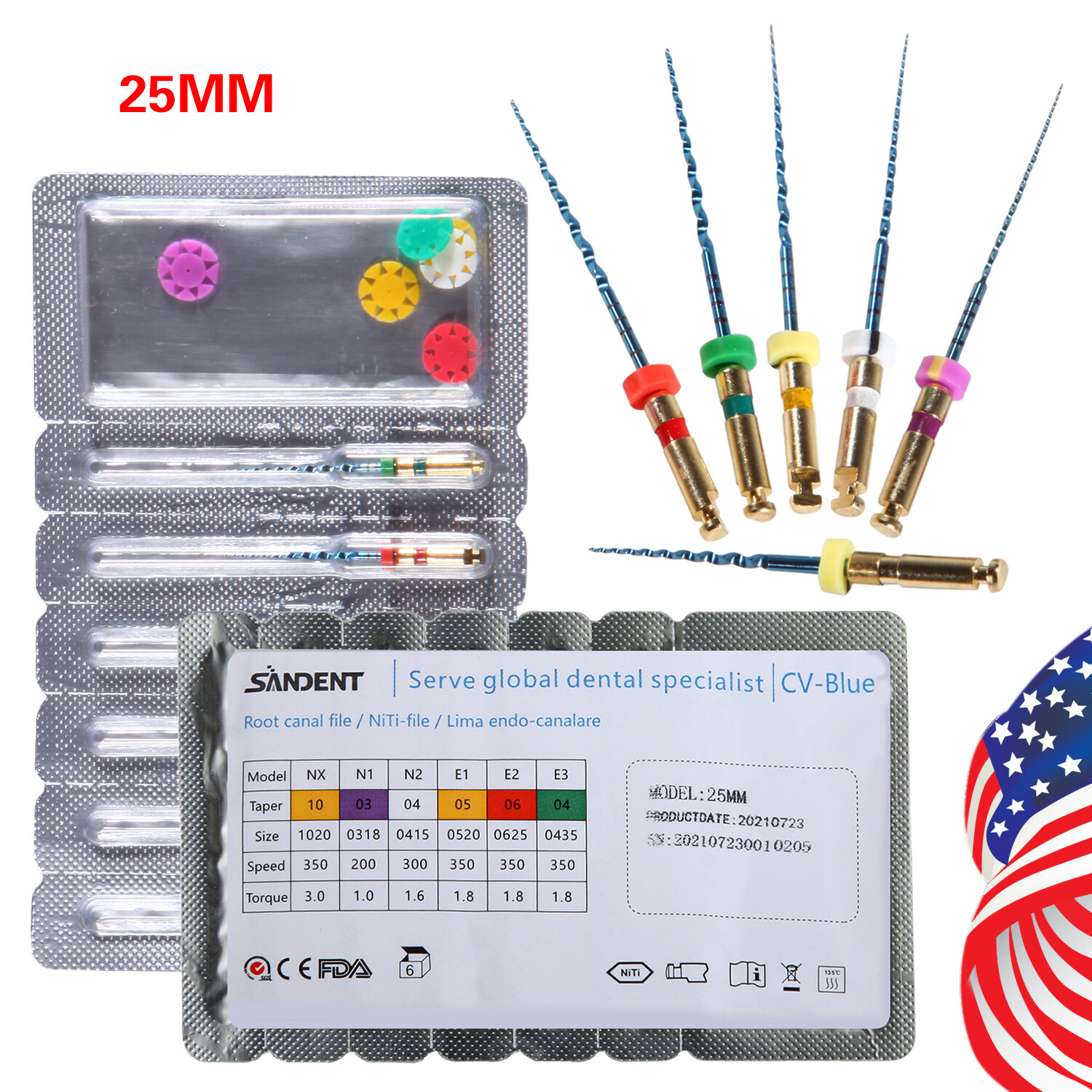 1-10 Packs Mixed Dental NITI Rotary Files 25mm Tips for Root Canal Endo Motor xr