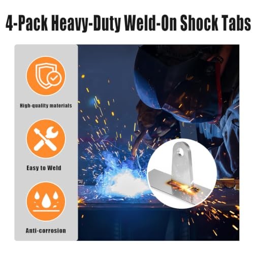 4-Pack Heavy-Duty Weld-On Shock Tabs,Universal Mounting Brackets with 1/2"