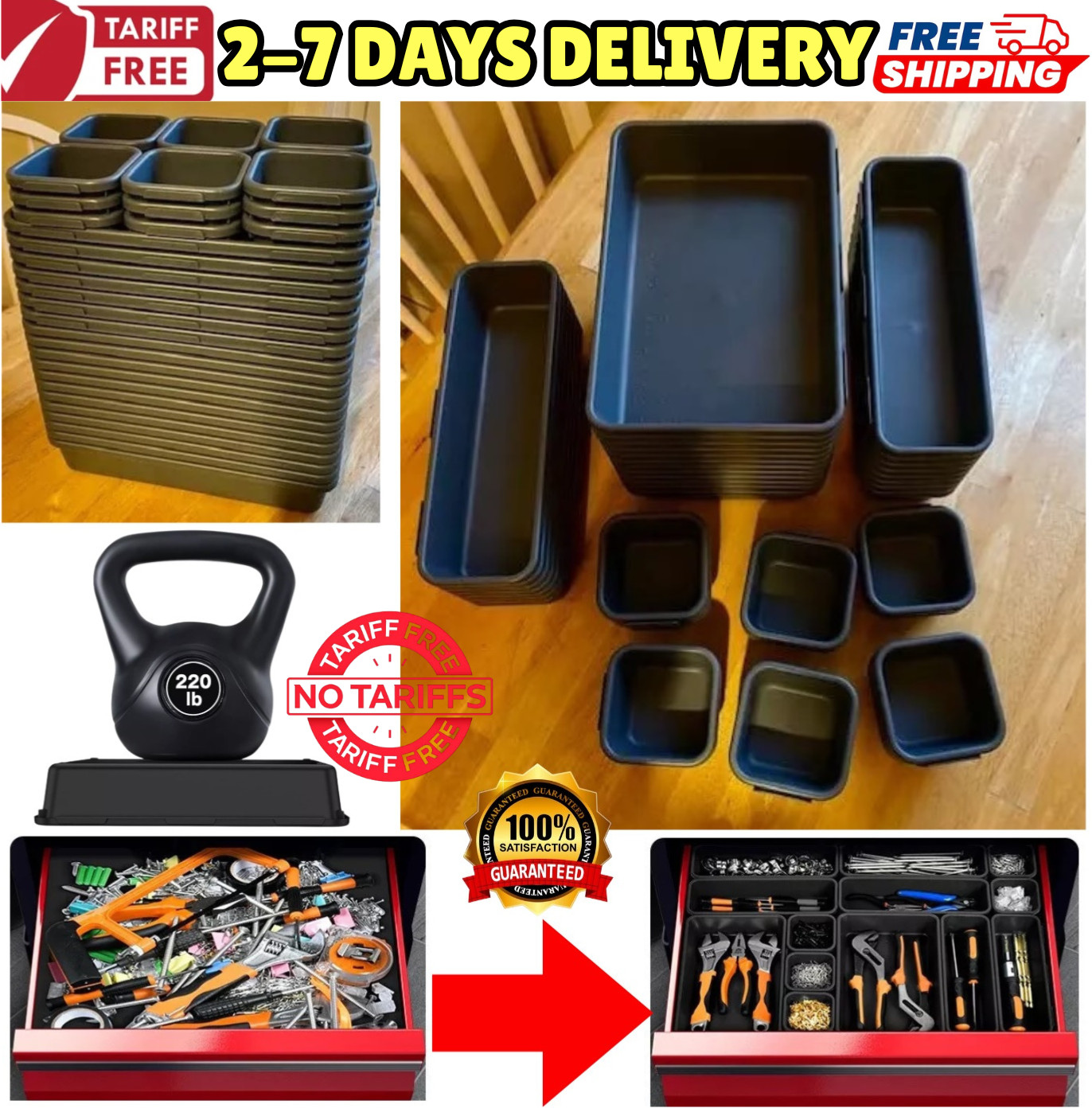 Tool Box Chest Drawer Organizer Wrench Trays Pliers Storage Sorter Dividers Bins