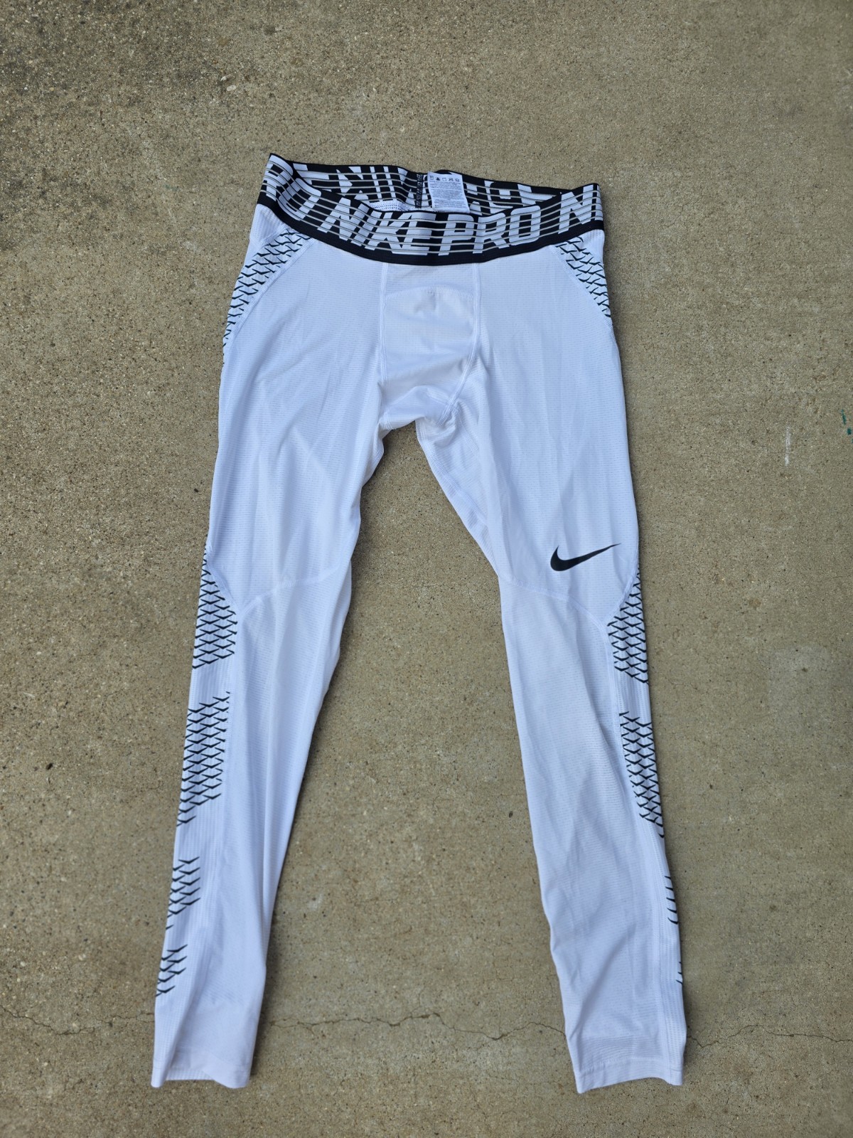 Nike Pro White Compression Base Layer Pants Men's Size L 932407-100
