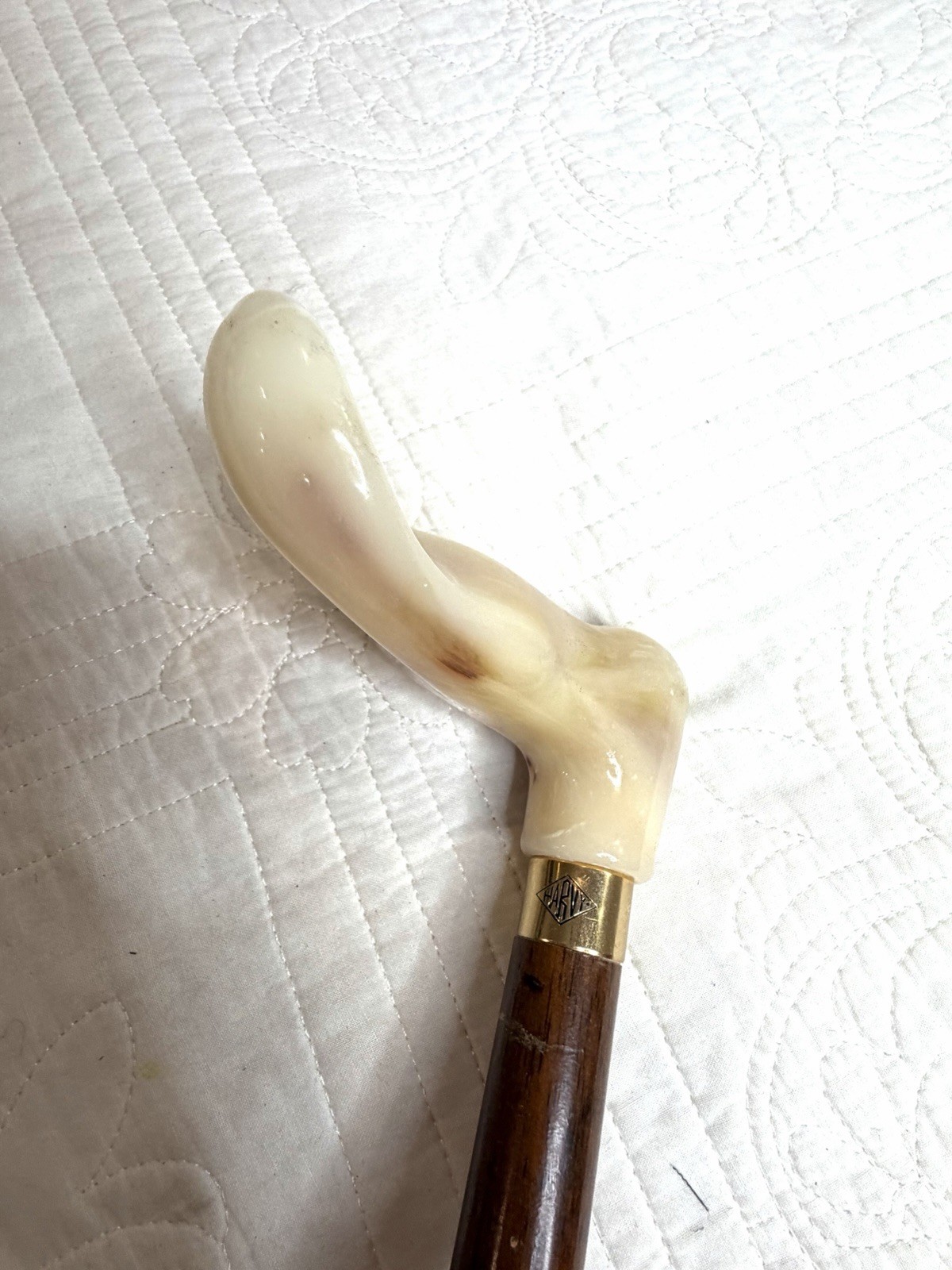 Harvy White Marbleized Palm Grip Cane 31”