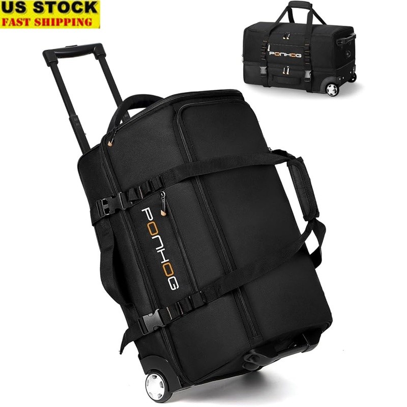 Rolling Duffel Bag W/ Wheels Durable Travel Organize 2-3 Day Trip Easy Access US