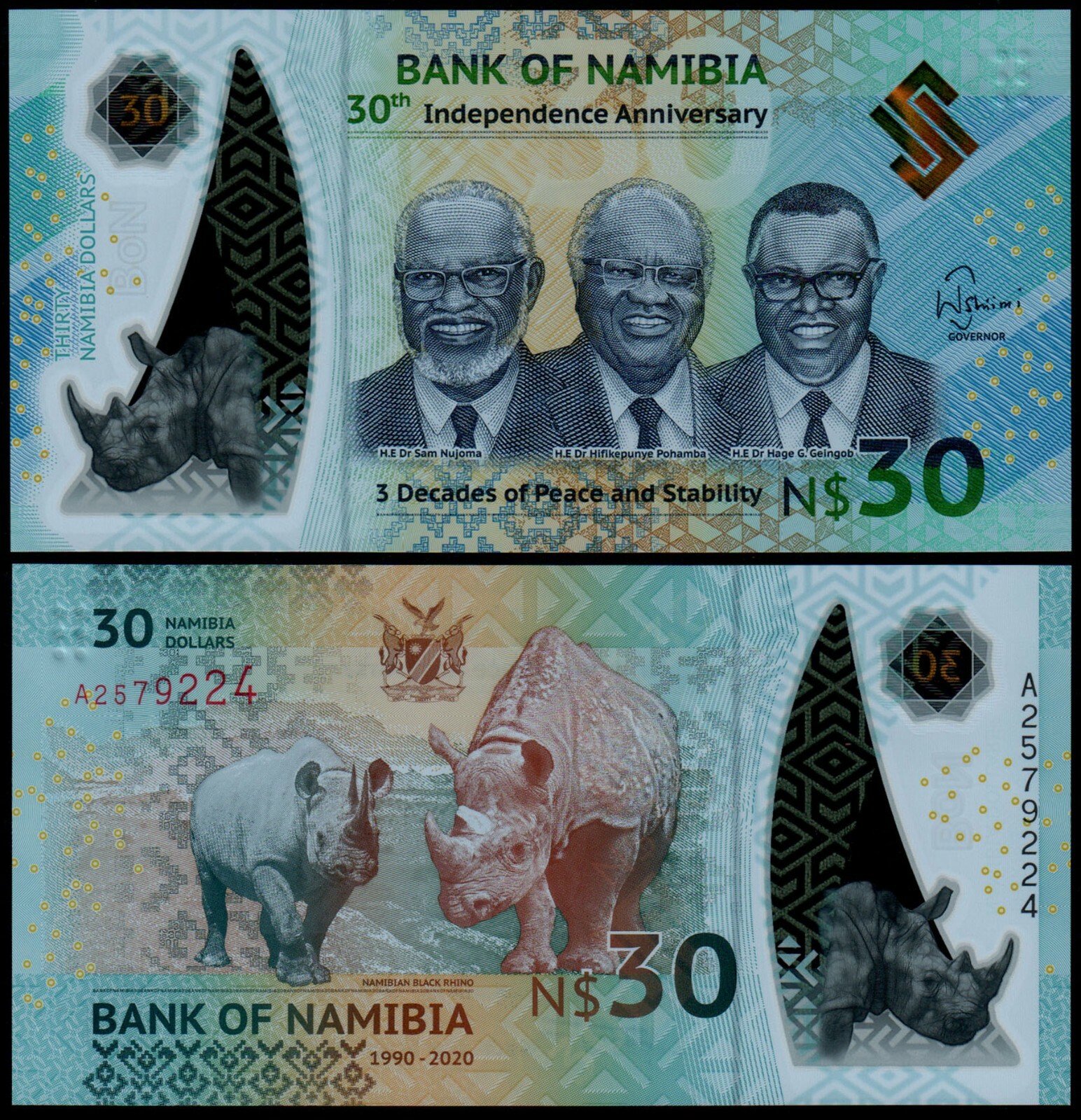NAMIBIA 30 DOLLARS (P NEW) 2020 COMMEMORATIVE ISSUE POLYMER UNC