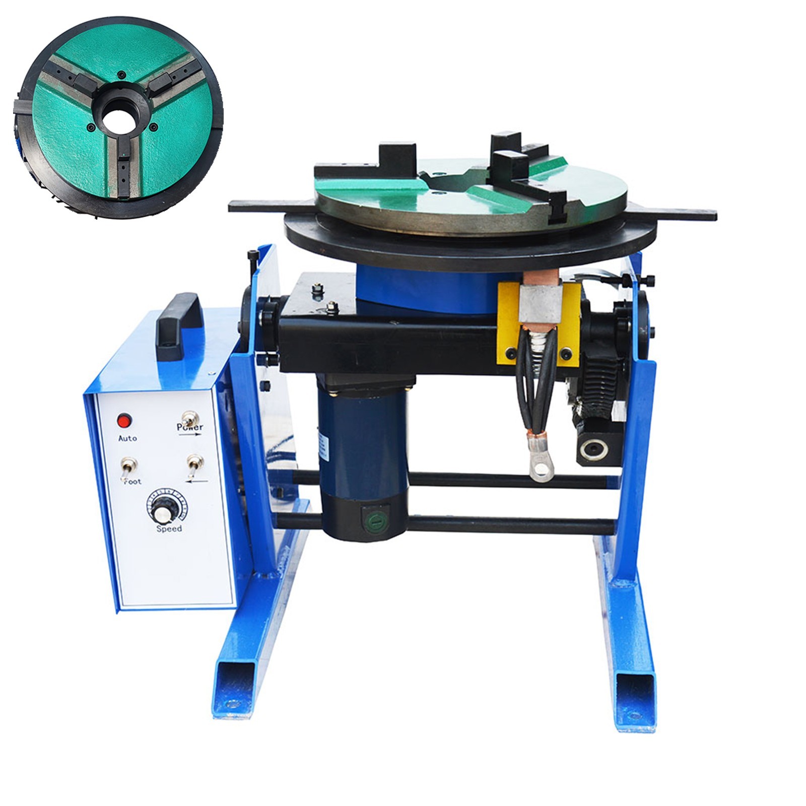 BWJ-100 100KG Welding Positioner Turntable with 300mm Chuck Tables Bench 0-90°