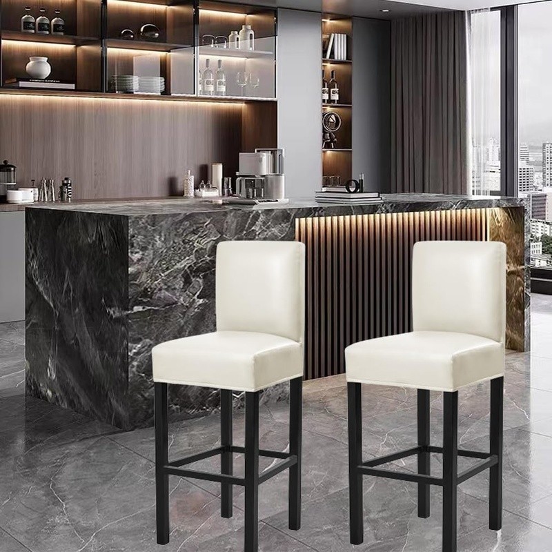 Waterproof Stretch PU Bar Stool Covers Slipcovers Easy Fit Home Dining Kitchen